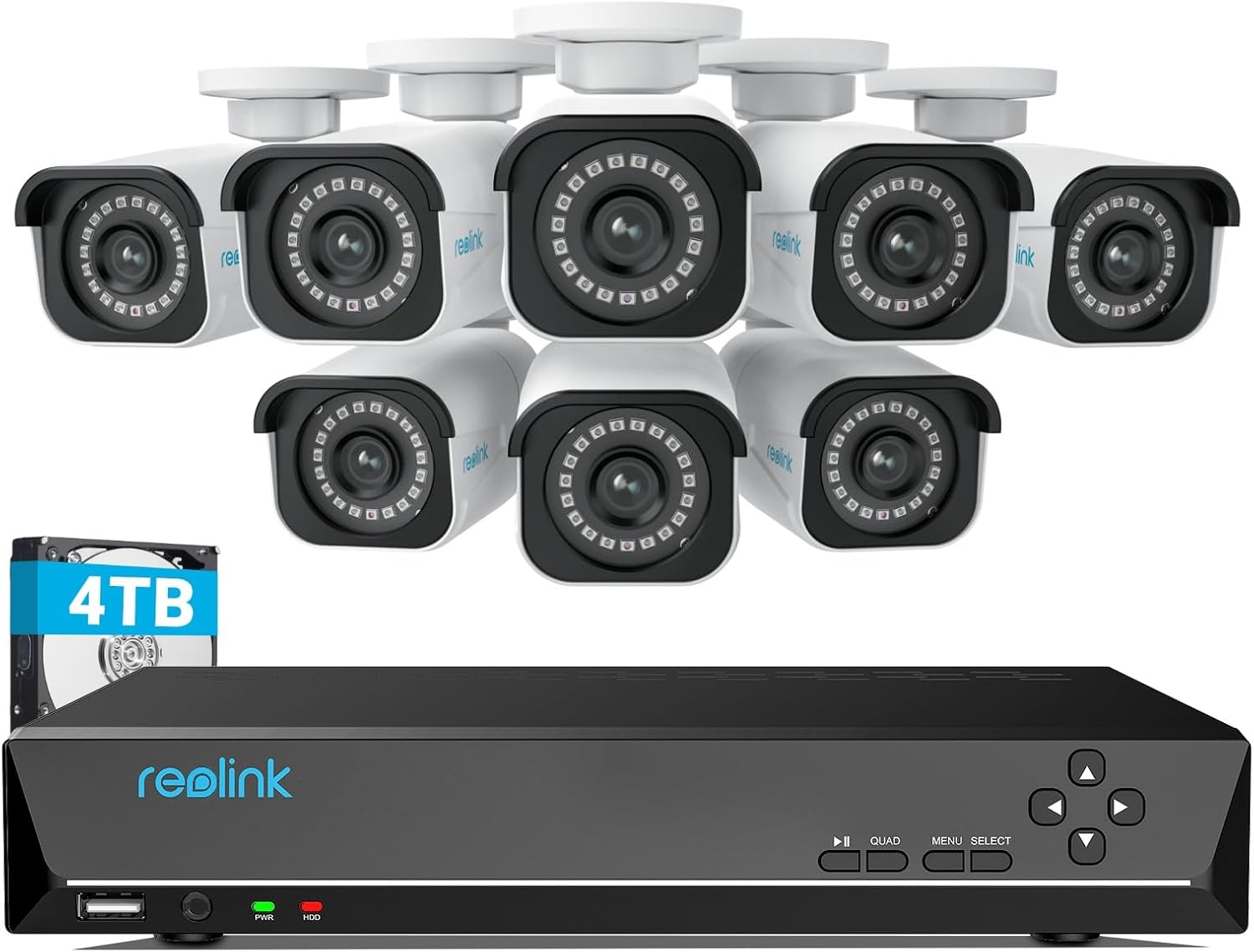 B082KGF6FX - REOLINK 4K Security Camera System, RLK16-800B8 8pcs H.265 PoE Wired