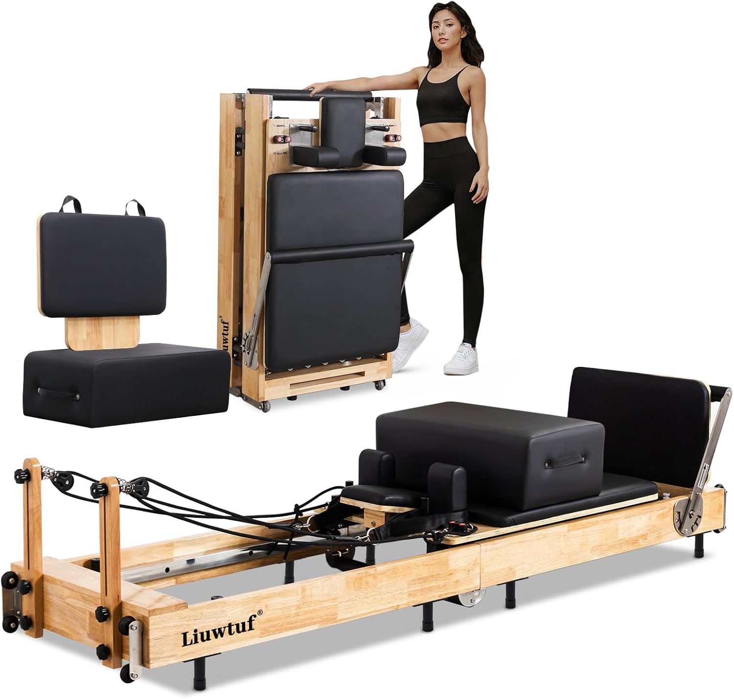 B0CKN1H4LQ - Pilates Reformer Machine,PB102:AE241ipment,Pilates Reformers,Portable Pilates Reformer,Home Pilates Reformer, Durable and